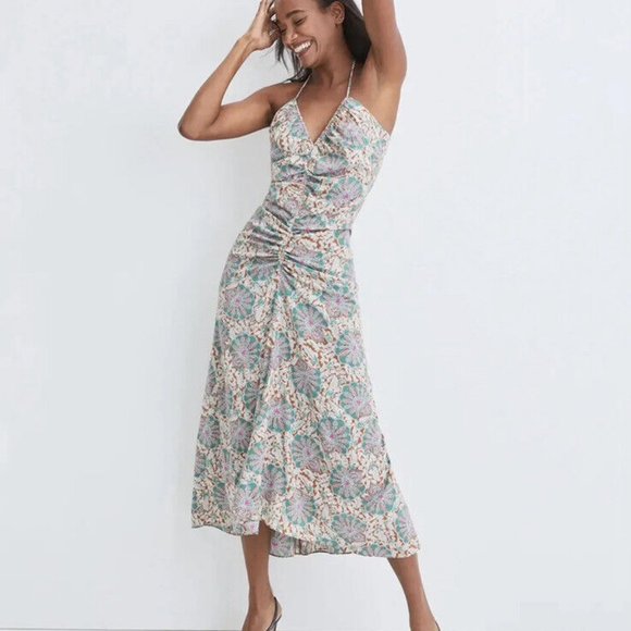 Veronica Beard Sz 14 Aldana Ruched Paisley Midi-Dress NWT $698 - Picture 2 of 16